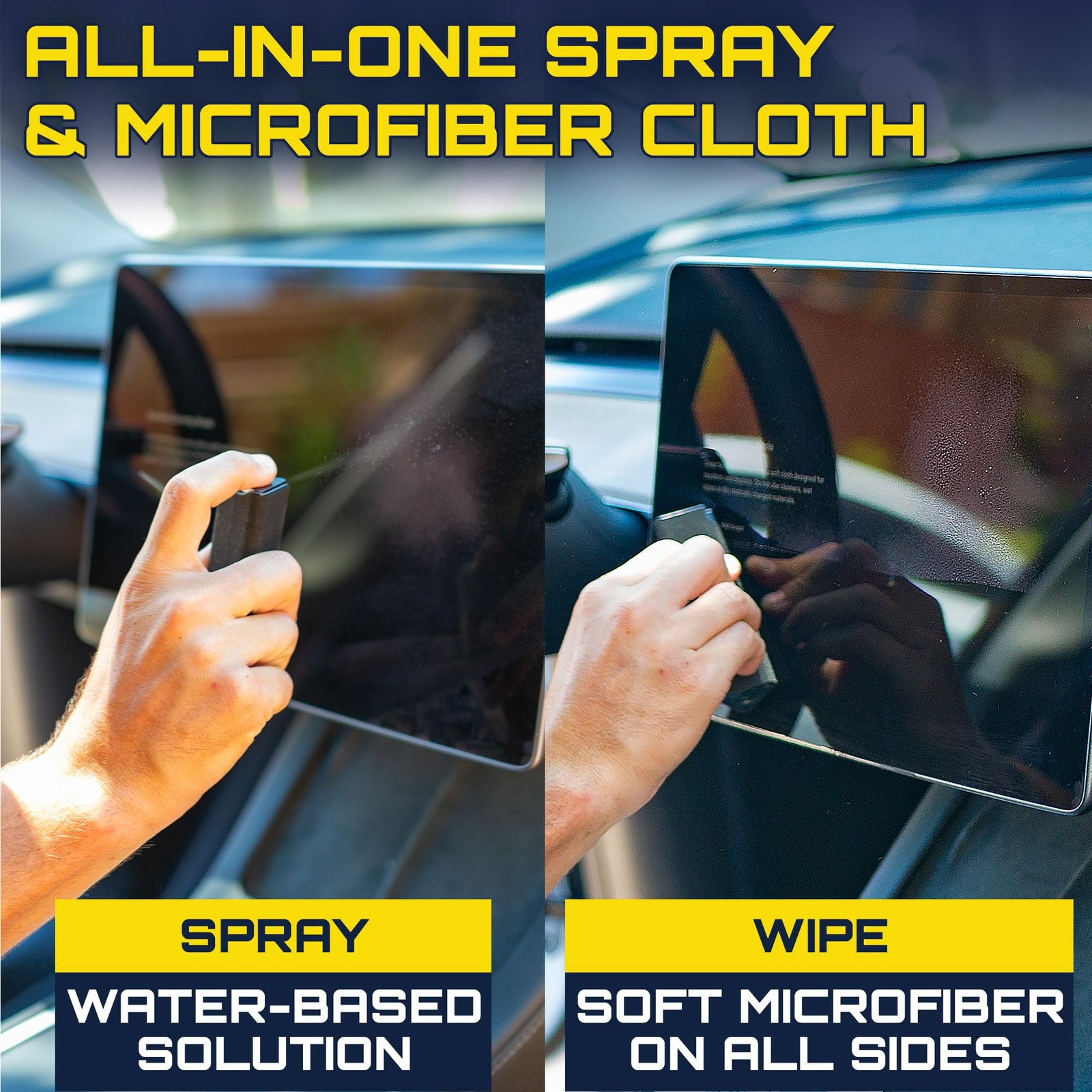 2in1 Touch Screen Cleaner Spray & Microfiber Cloth For Car Display Phone Laptop