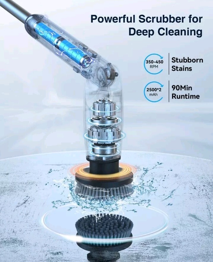 Electric Spin Scrubber Cleaning Brush Leebein YMG-818 Replaceable Heads