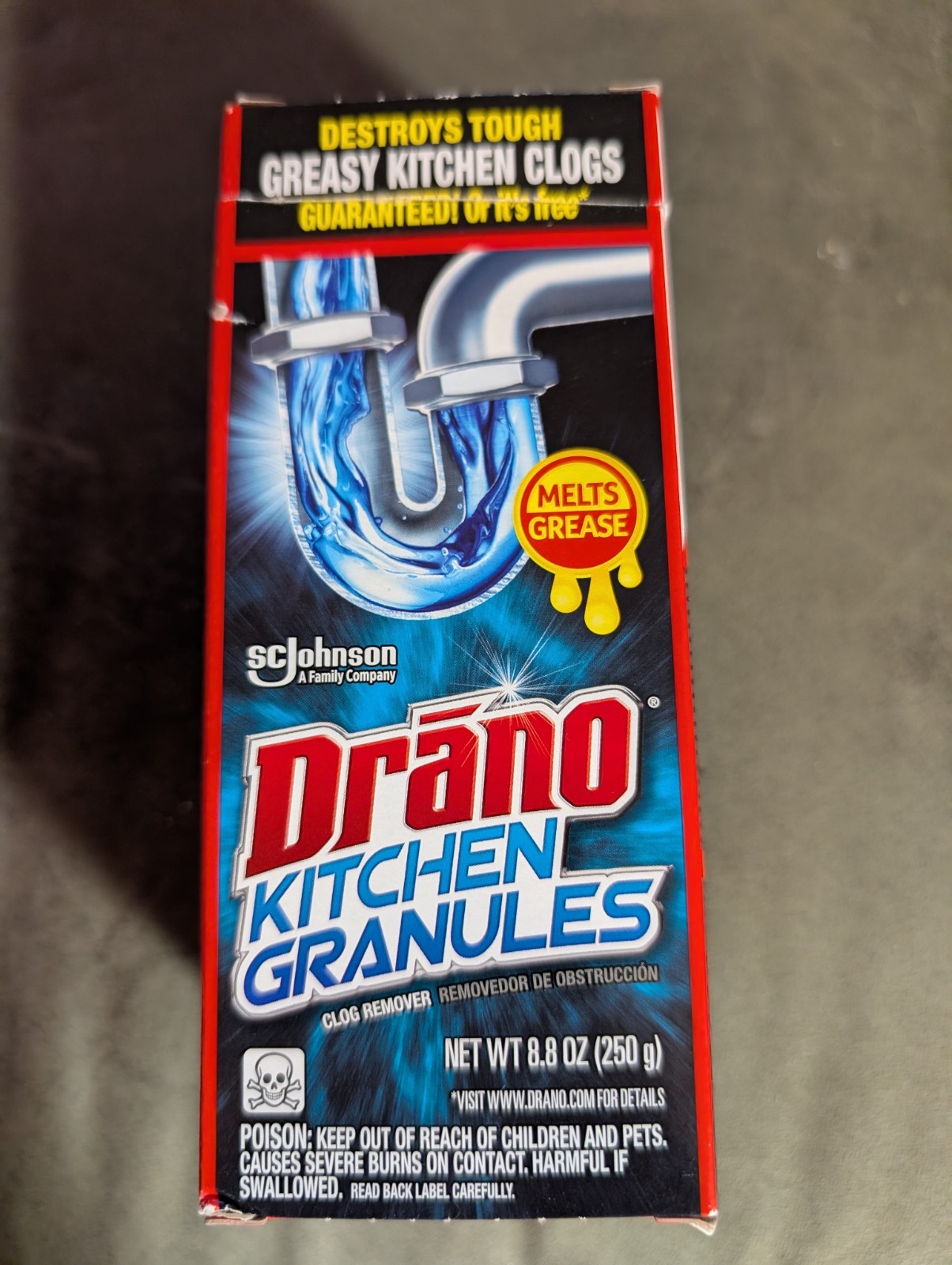 Drano Kitchen Granules Clog Remover, Destroy Tough Clogs, 8.8 Oz