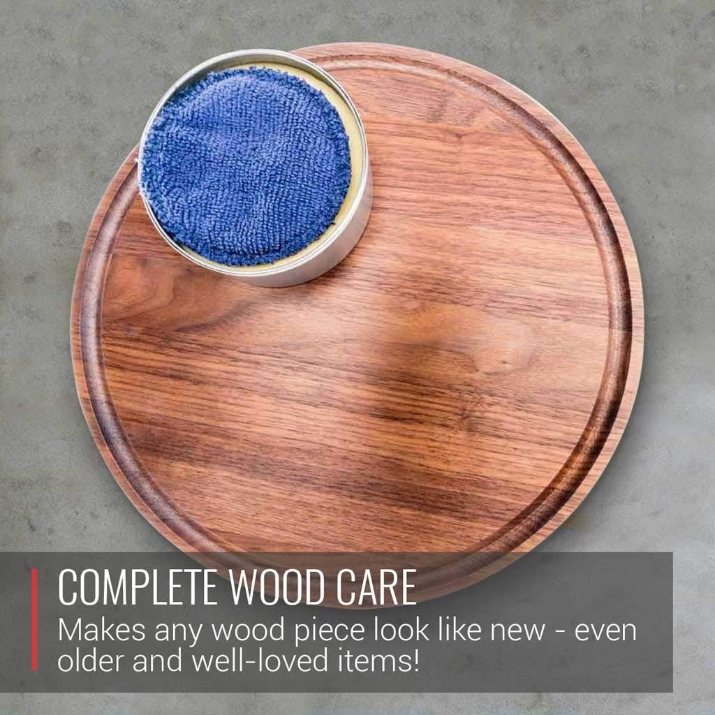 Wood Wax – Applicator included – made with Coconut Oil and Beeswax – Food – f…