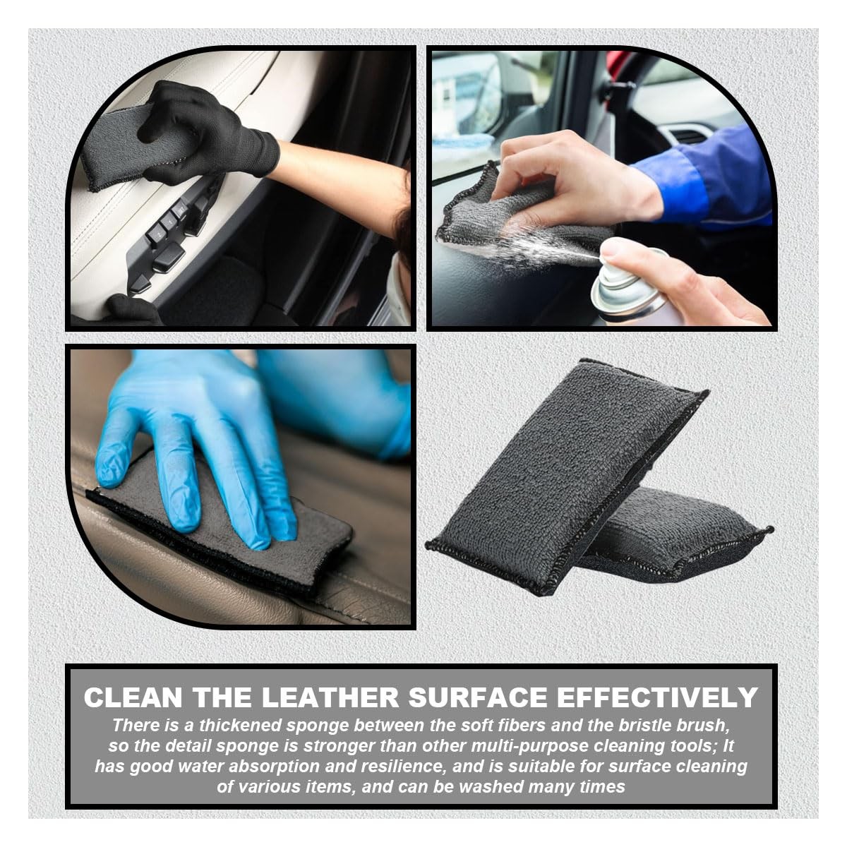 3PCS 5″×3″ Car Interior Scrubbing Sponges, Microfiber Car Wash Sponges, Auto …