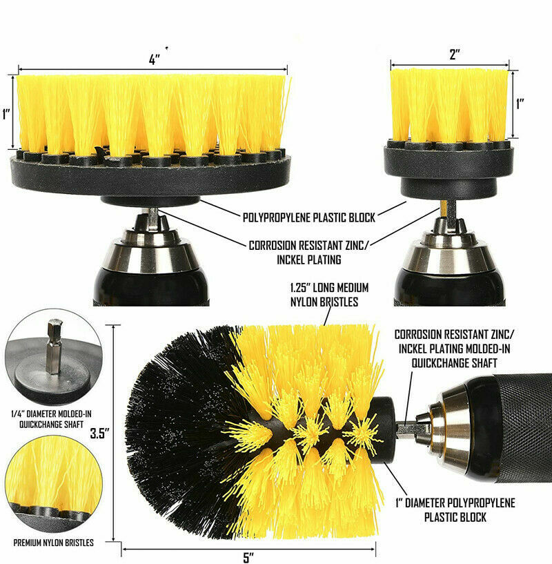 3PCS Drill Brush Power Scrubber Drill Attachments For Grout Cleaning