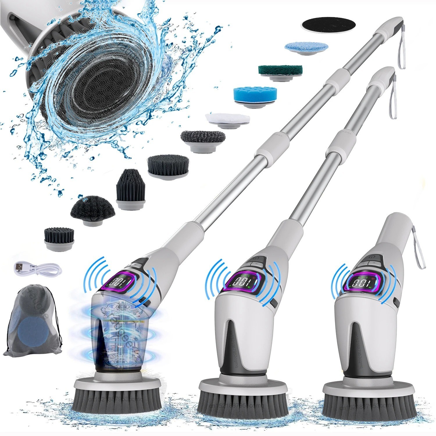 Electric Spin Scrubber Wireless Cleaning Brush Household Bathroom Cleaner 10in1