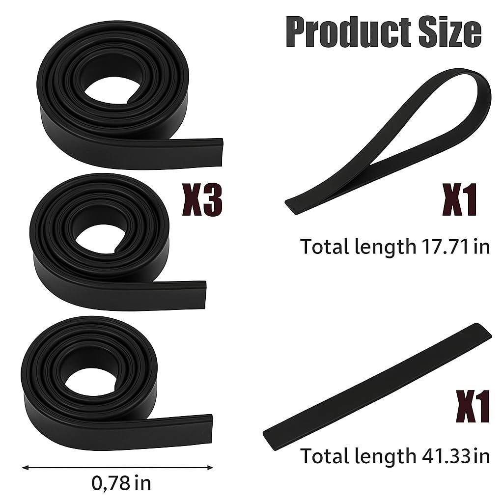 4 Rolls Silicone Squeegee Rubber Refill Blades – 3X 41 Inch & 1x 18 Inch – St…