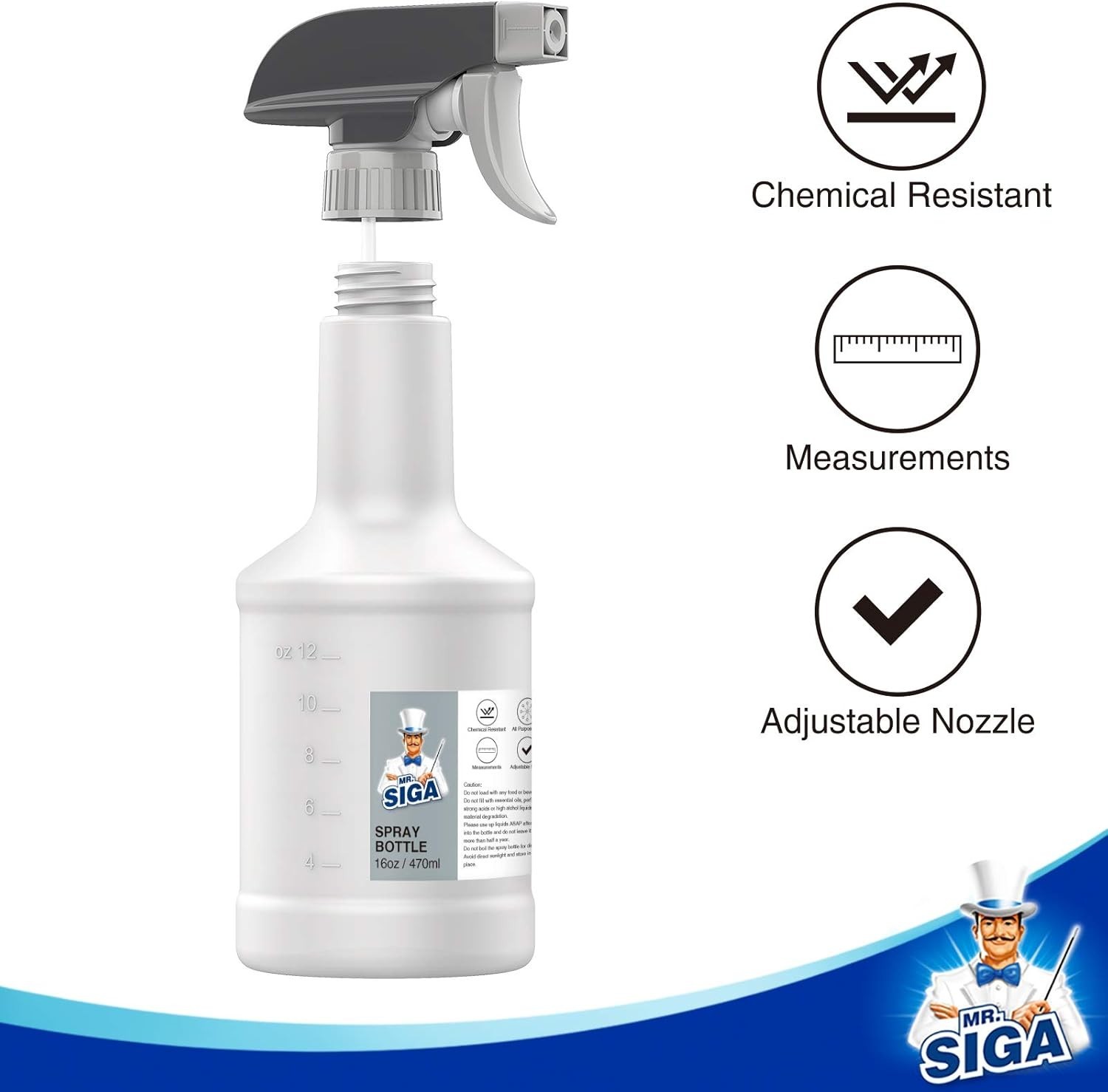 16 oz Empty Plastic Spray Bottles for Cleaning Solutions, Heavy Duty Househol…