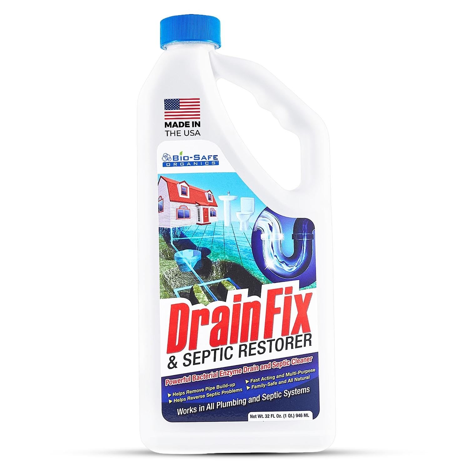 DrainFix & Septic Restorer 32 oz Enzyme Septic Tank Treatment & Drainfield