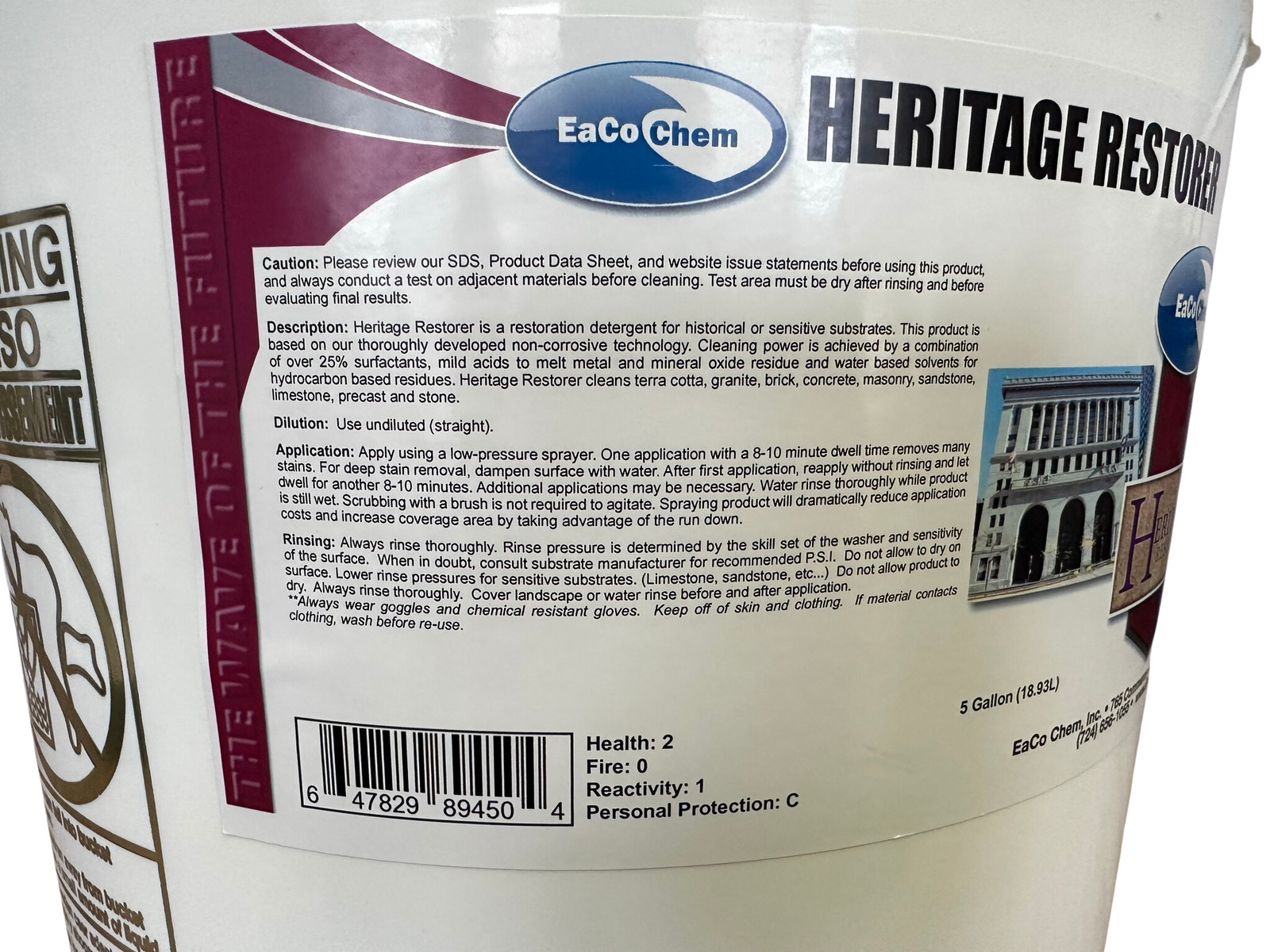 EaCo Chem Heritage Restorer – 4 Gallon Case – Preserve Brick, Limestone & More