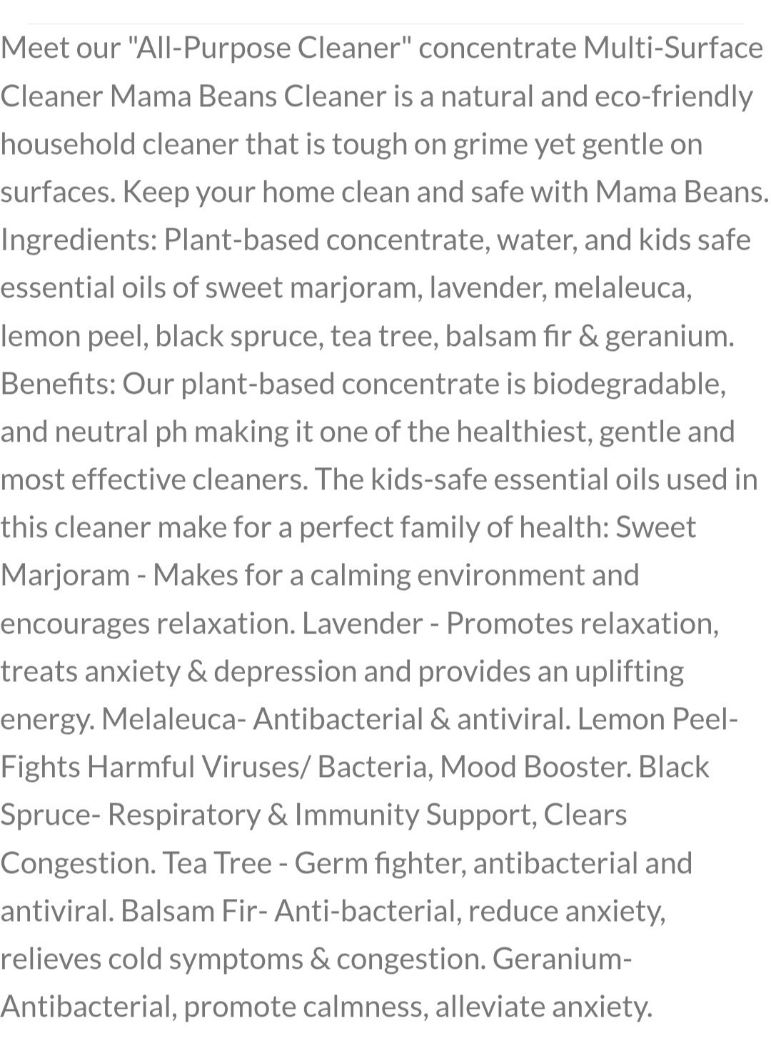 Mama Beans Knows Best Aromatherapy Cleaning Concentrate Essential Oils Eco Kids