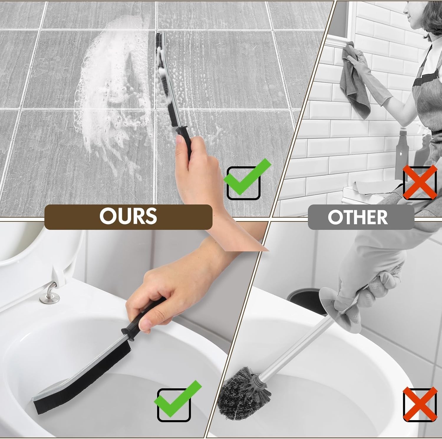 Hard Bristle Crevice Cleaning Brush for Window Tracks, Bathroom Corners