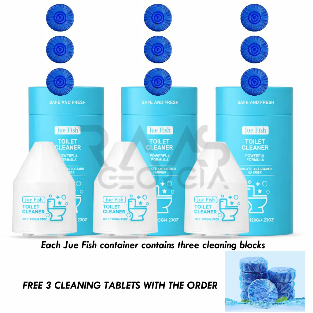 3Pcs-JUE FISH Toilet Cleaning Solid Bubble Block – Automatic Toilet Bowl Cleaner