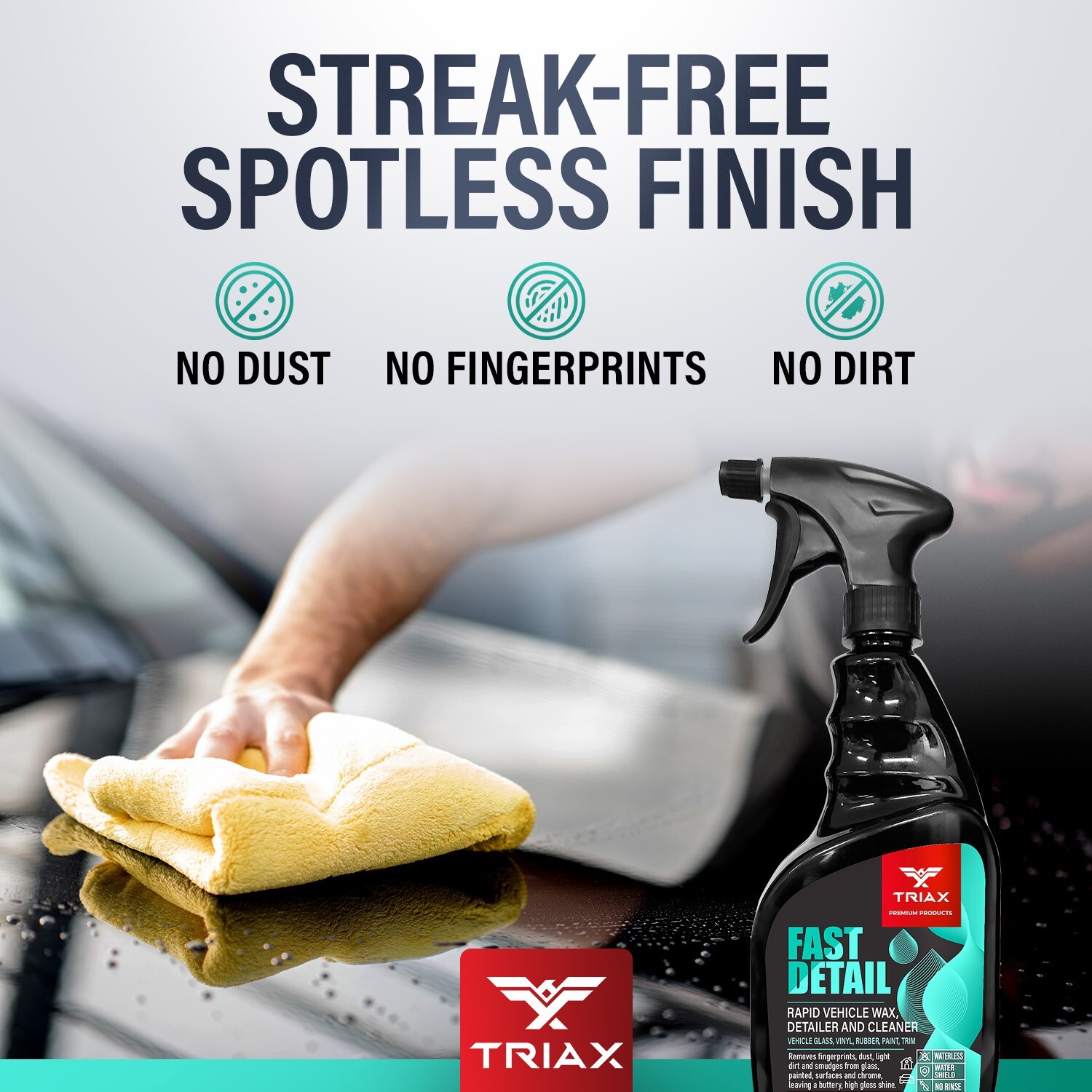 TRIAX Fast Detail – Ultimate Vehicle Waterless Wax, Polish & Cleaner (23 Ounce)