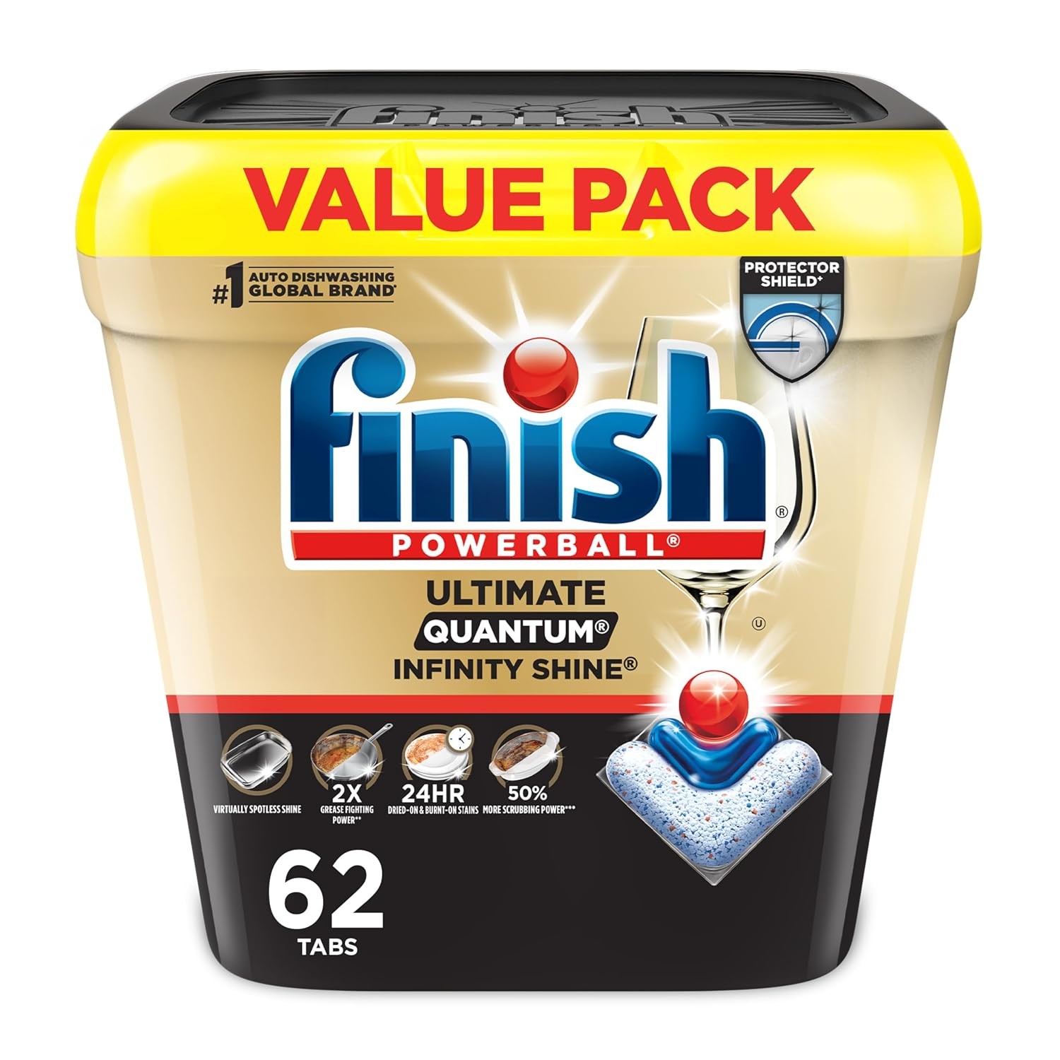 Finish Ultimate Infinity Shine Dishwasher Pods Detergent Tablets No PreRinse