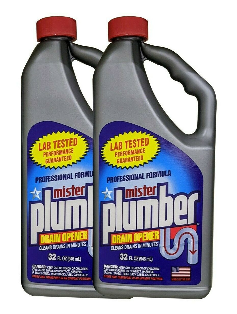 Mister Plumber Drain Opener Drain Cleaner 32 fl oz. Lot of 2 Bottles, USA Made