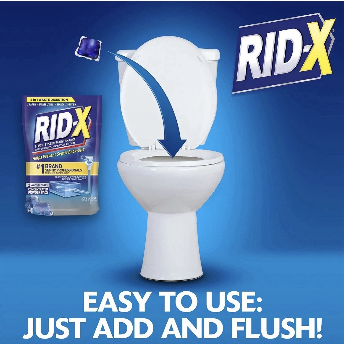 Rid-X (Lot of 4) Septic System Treatment Septi Pacs 3 Month Dose Per Pack 3.2oz