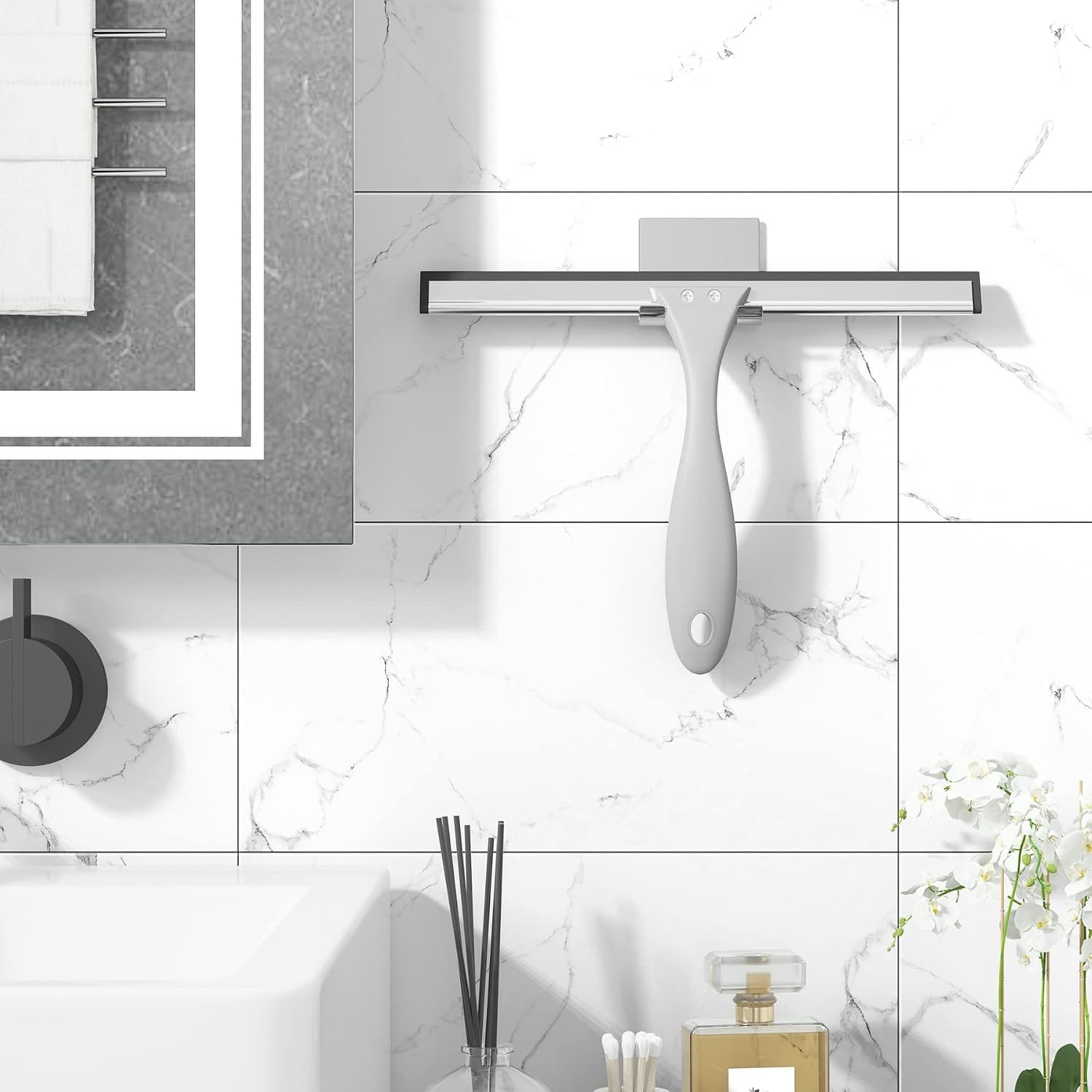 Squeegee for Shower Glass Door, All-Purpose Squeegee with Hook for Shower Doors,