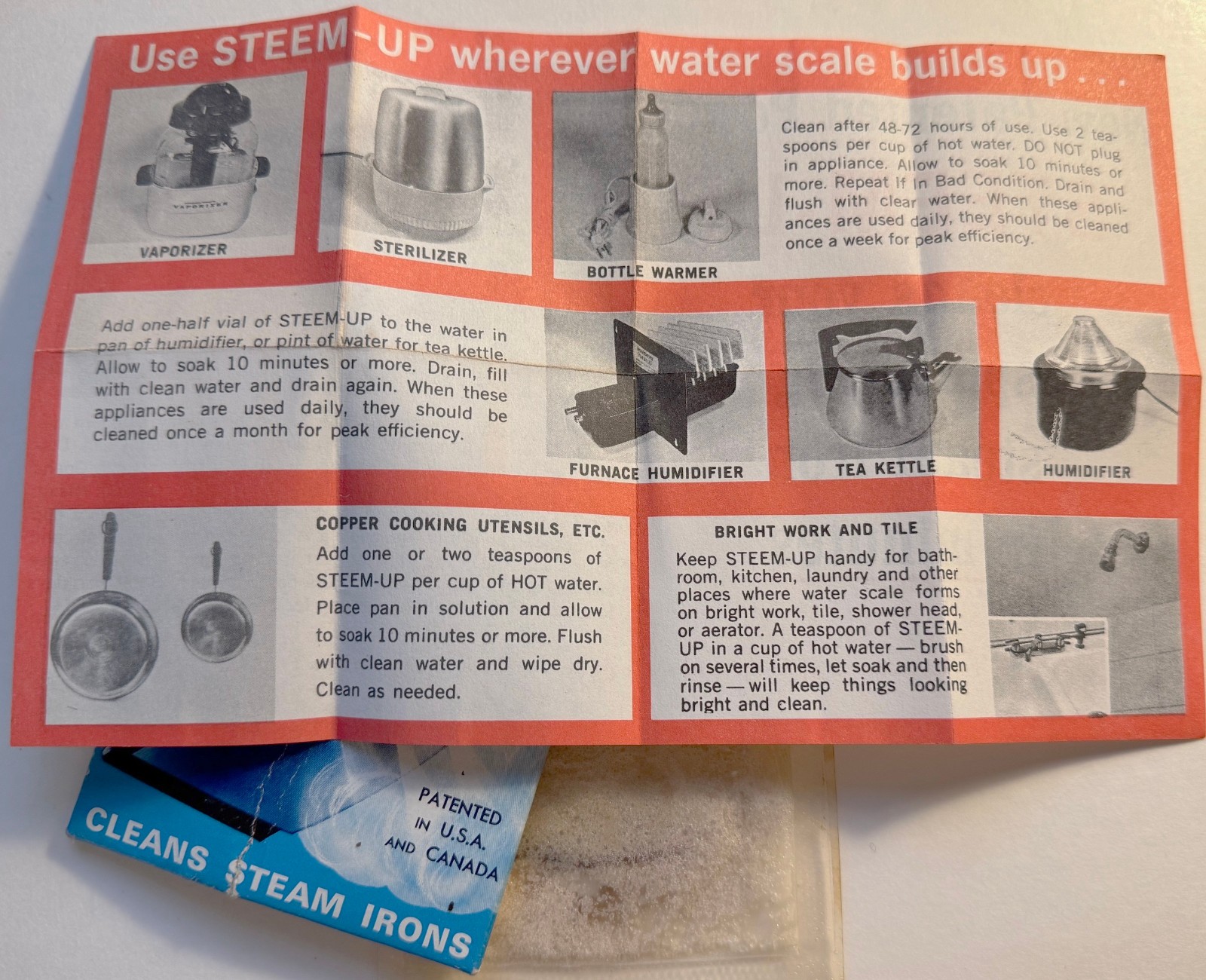 Vintage Steem-Up Hot Iron Cleaner w/Instructions