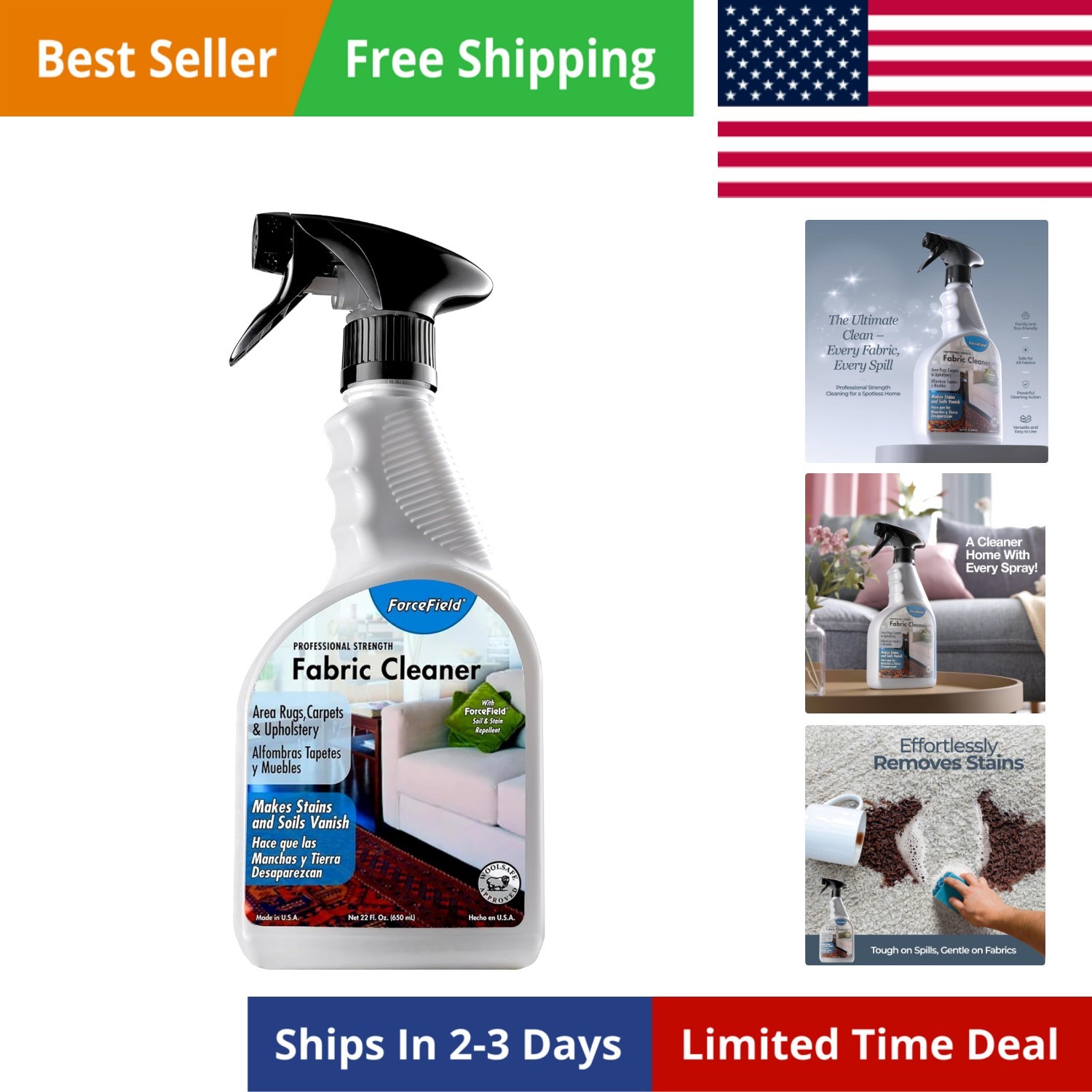 Fabric Cleaner Professional Strength, Deeply Penetrates Water Safe Fabric & F…
