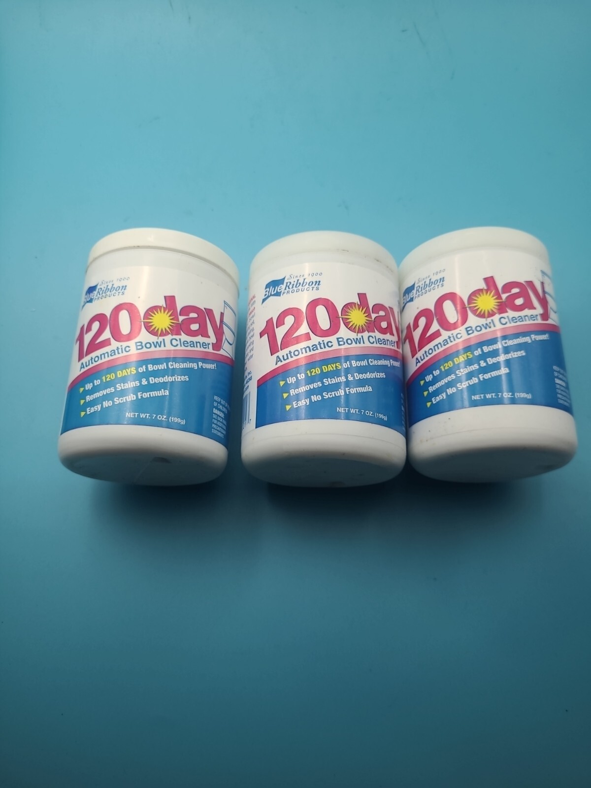 3 X Blue Ribbon Products 120 Day Automatic Toilet Bowl Cleaner 7 oz Each
