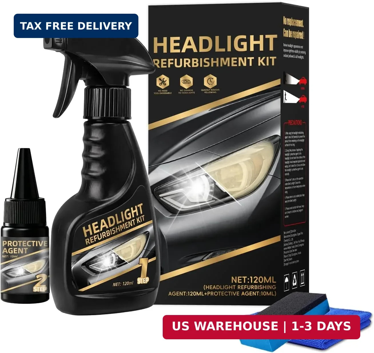Headlight Restoration Kit,Headlight Restoration,Headlight Cleaner Oxidized & Yel