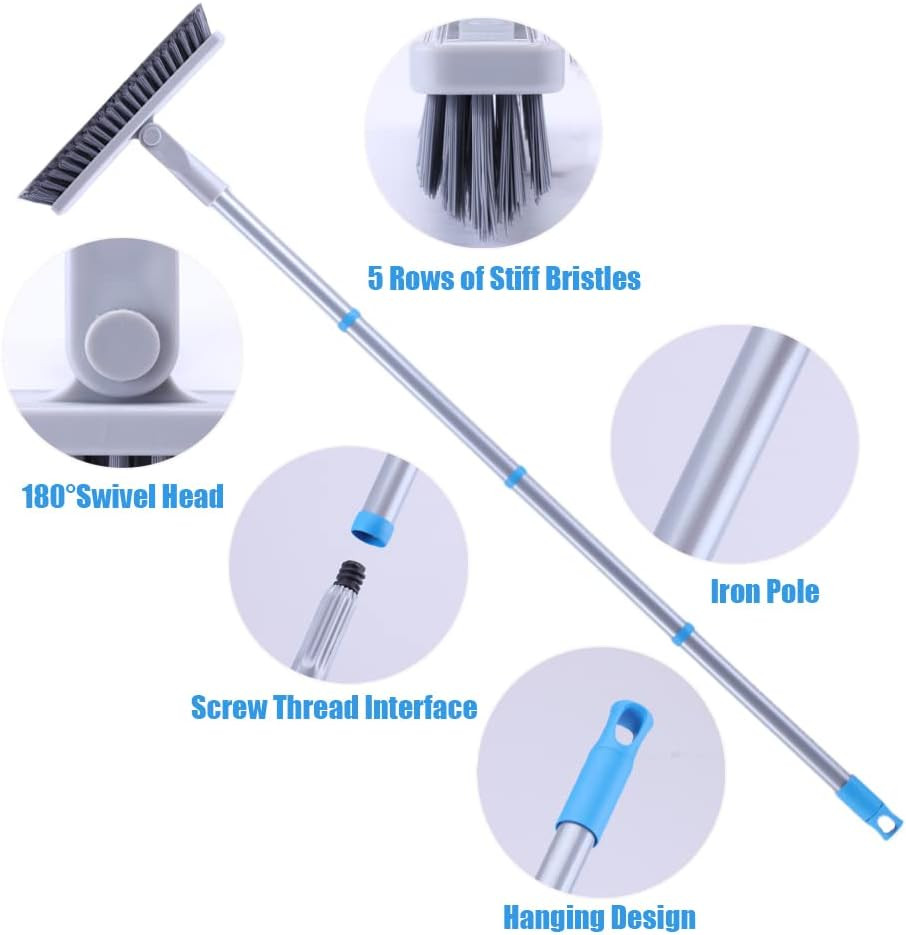 Grout Brush with Long Handle – Heavy Duty Grout Cleaner Brushes for Tile Floors,
