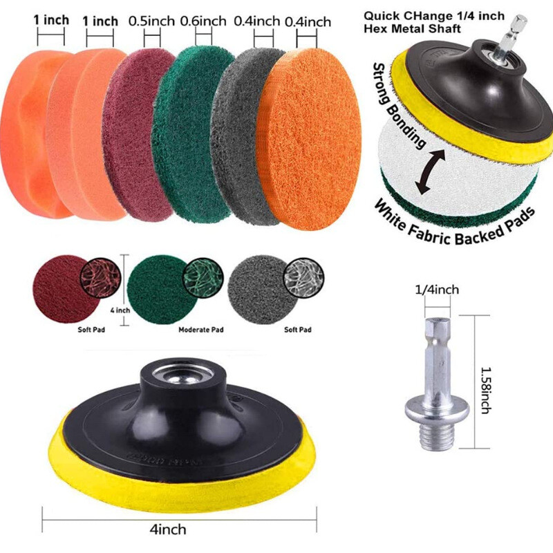 24 Pieces Drill Brush Attachment Set Power Scrubber Cleaning Kit Electric Scrubb