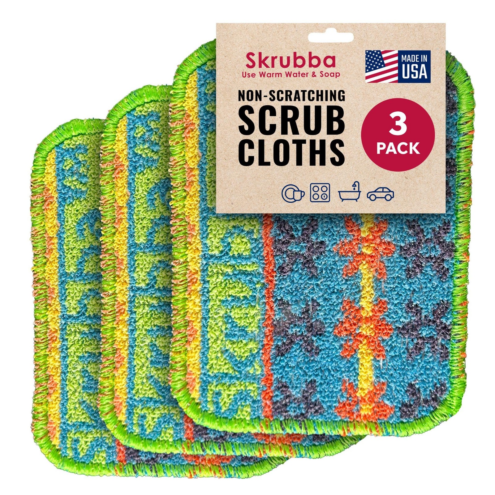 Wet-it! Skrubba 3-Pack Reusable Dish Scrubbers – Non-Scratch Scouring Pads fo…