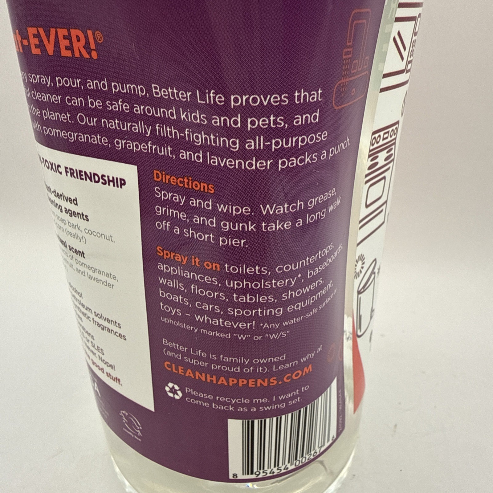 Better Life All-Purpose Plant Based Cleaner Natural Pomegranate Scented 32 oz.