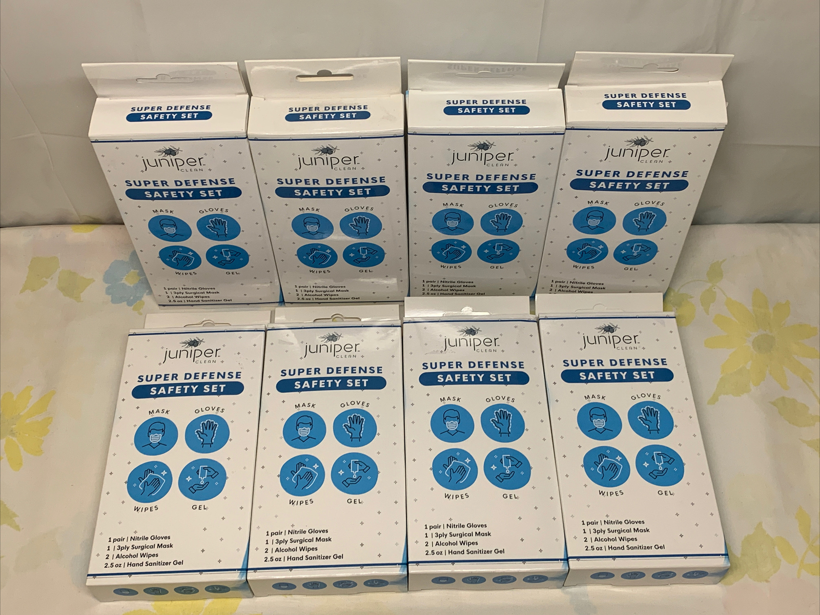 Juniper Safety Set Mask Gloves Wipes Wipes Gel Lot Of 8 Super Defense Clean