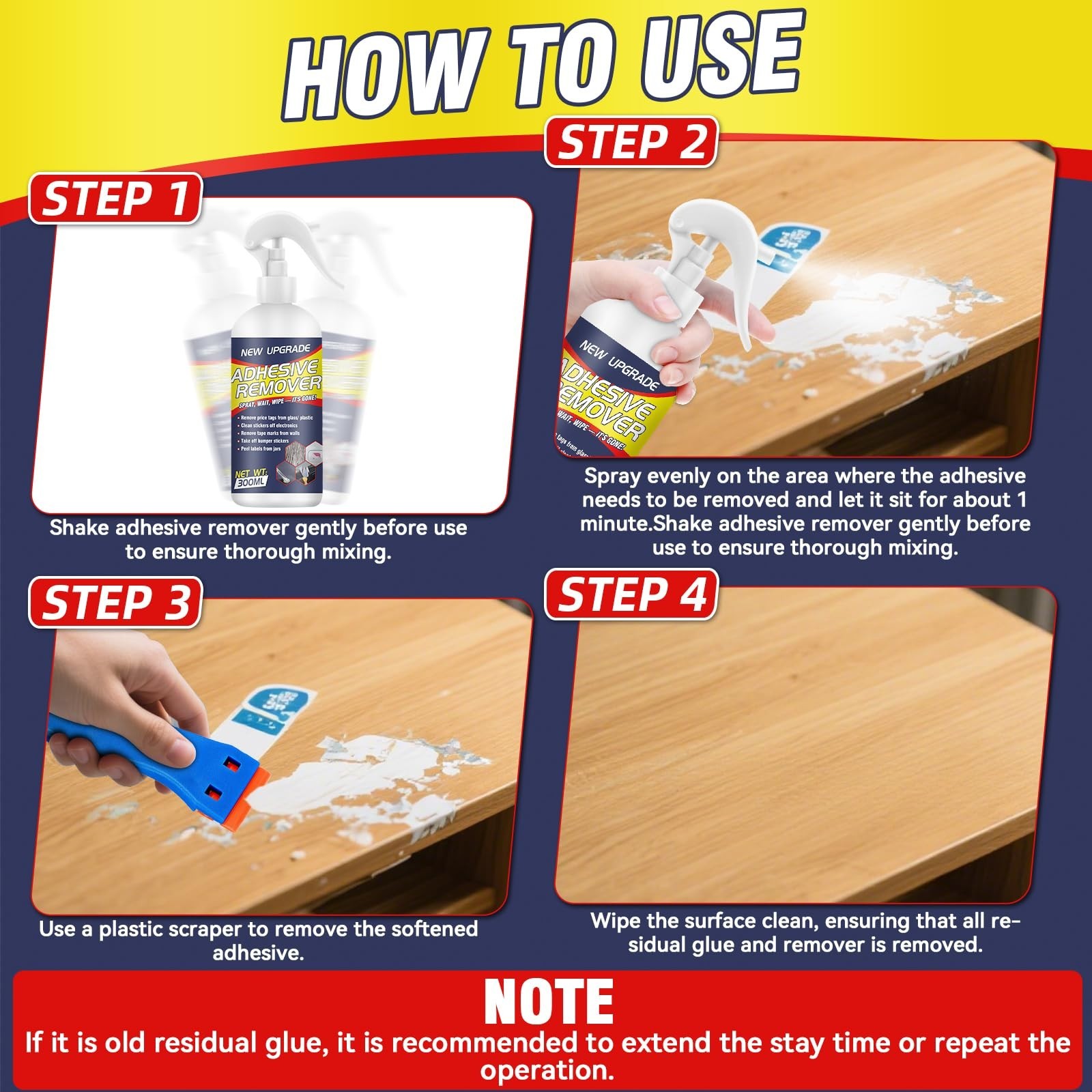 Adhesive Remover Spray 10.14oz – Sticker, Label, Tape Residue & Glue Cleaner – W