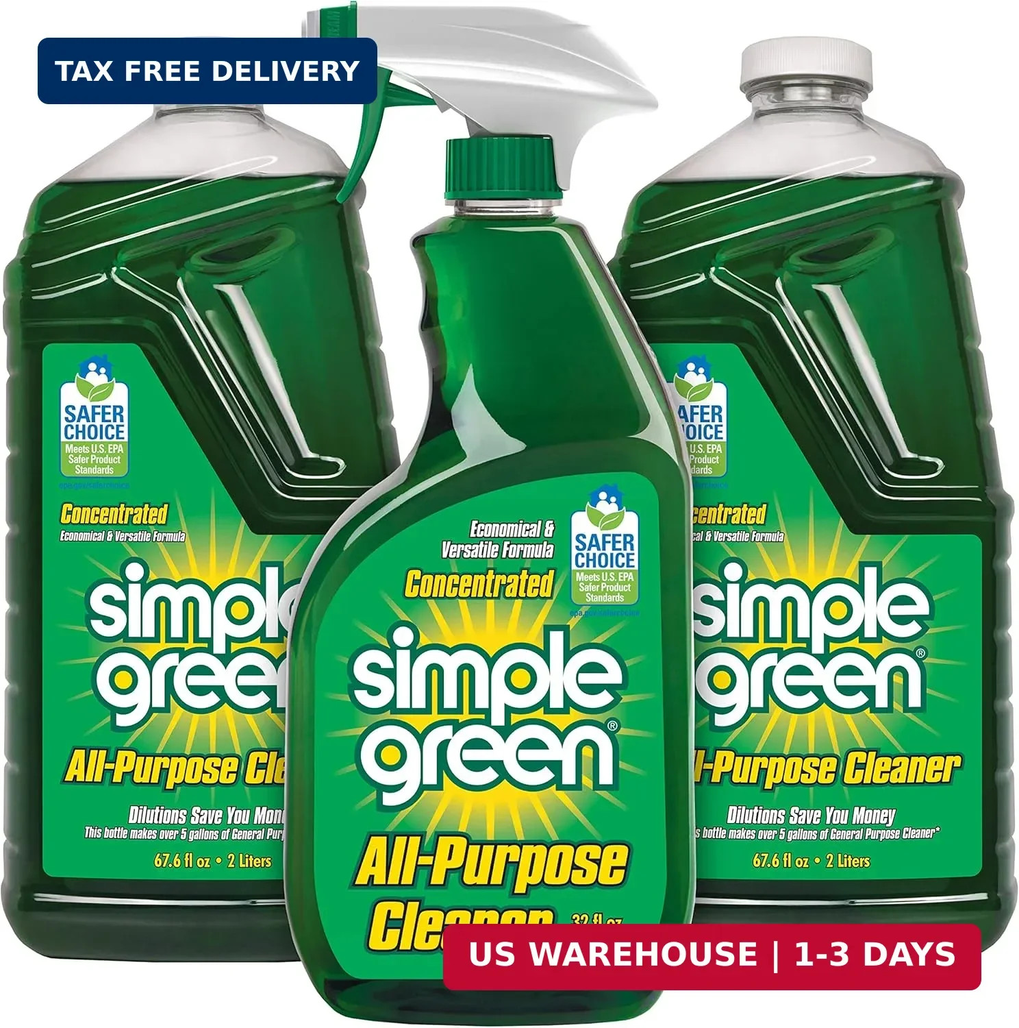 Simple Green All-Purpose Cleaner Spray and Refill, Green, 3 Piece Set, Original,