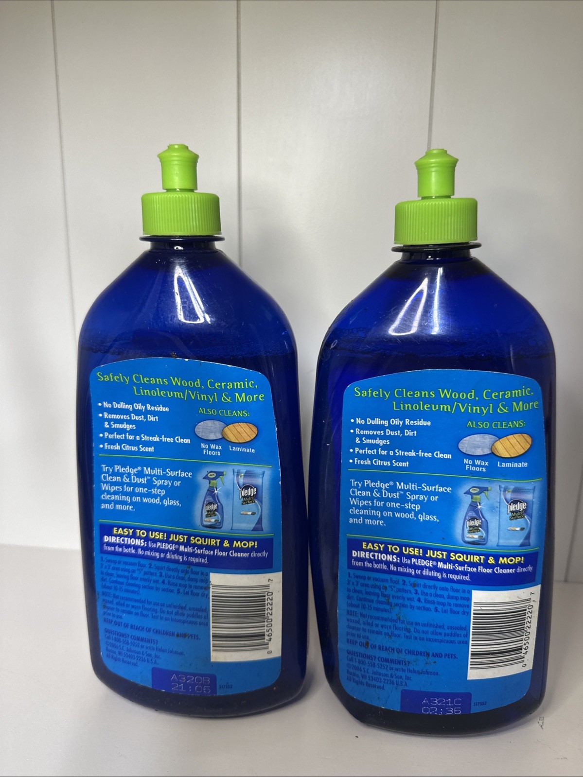 🌀2 PLEDGE Multi-surface Floor Cleaner 27Fl Oz Wood Ceramic Vinyl 2006 ORIGINAL