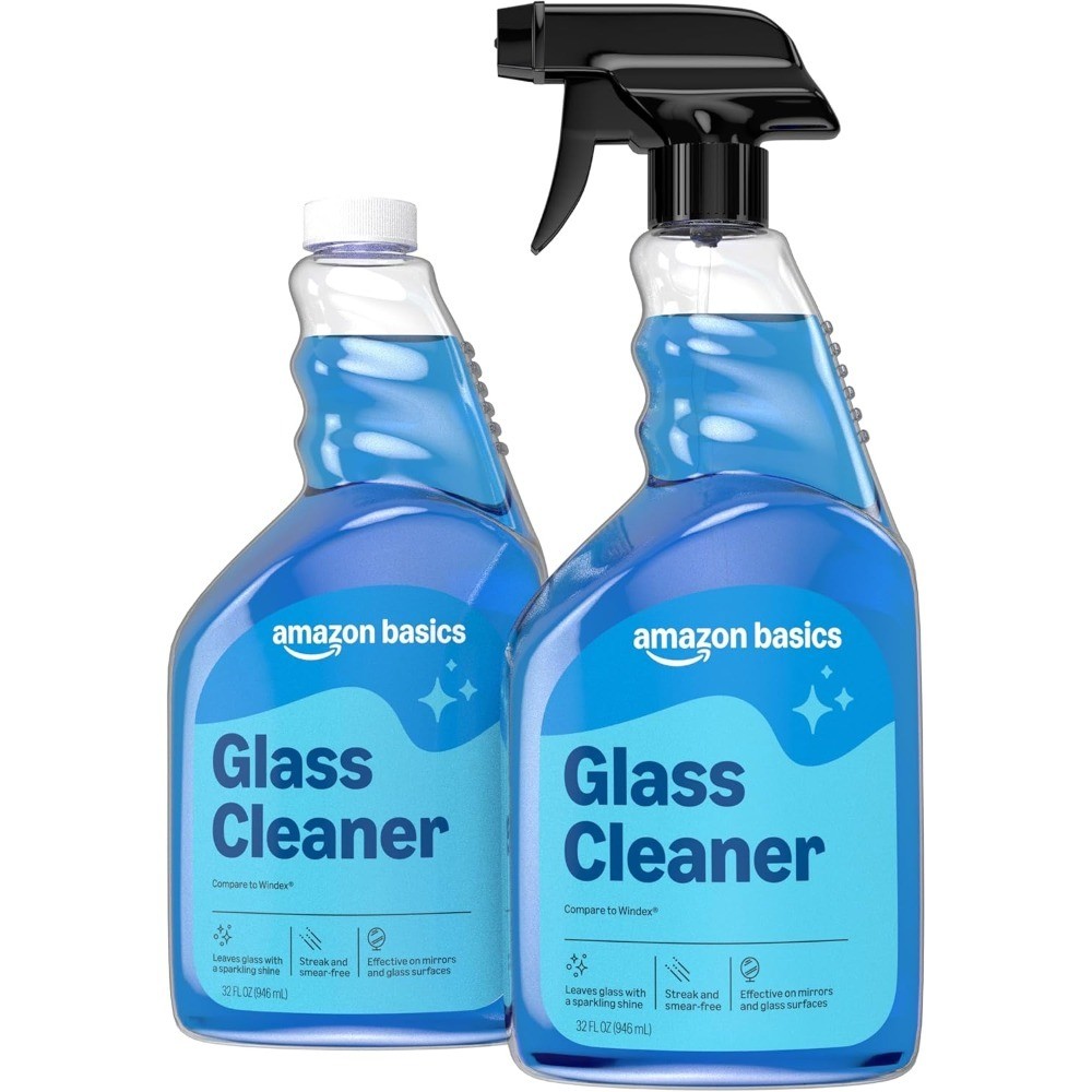 Glass Cleaner 32 Fl Oz 2 Pack with 1 Spray Bottle for Windows Mirrors