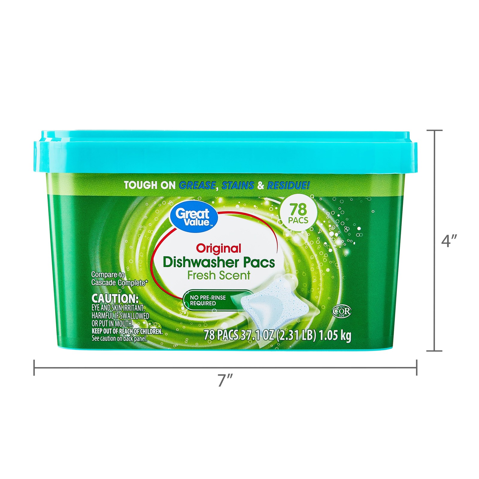 Great Value Automatic Dishwasher Pacs, Fresh Scent, 78 Count
