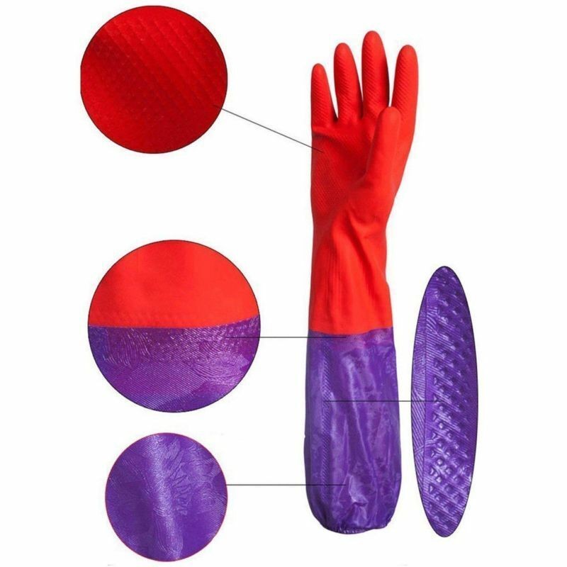 Kitchen Waterproof Long Dishwashing Cleaning Latex Washing Gloves PVC Housework