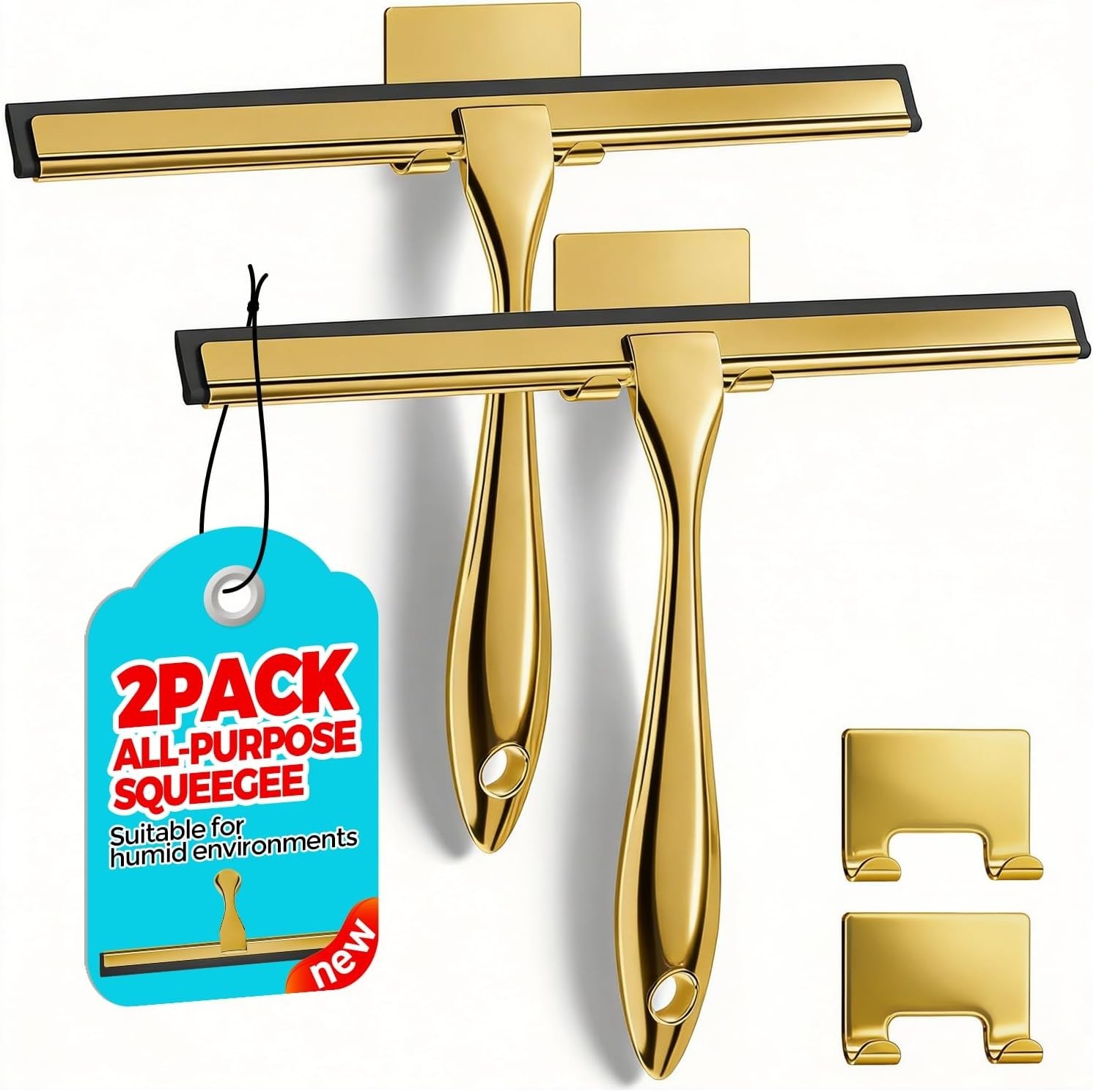 2PACK Shower Squeegee for Glass Doors 10 Inches Squeegee All-Purpose Tile Walls