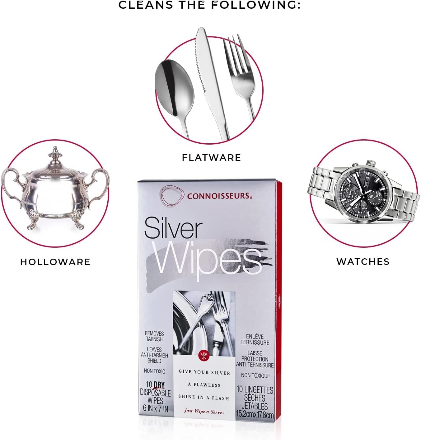 Elegant Silver Cleaner Wipes – 10 Disposable Wipes for Jewelry & Tableware