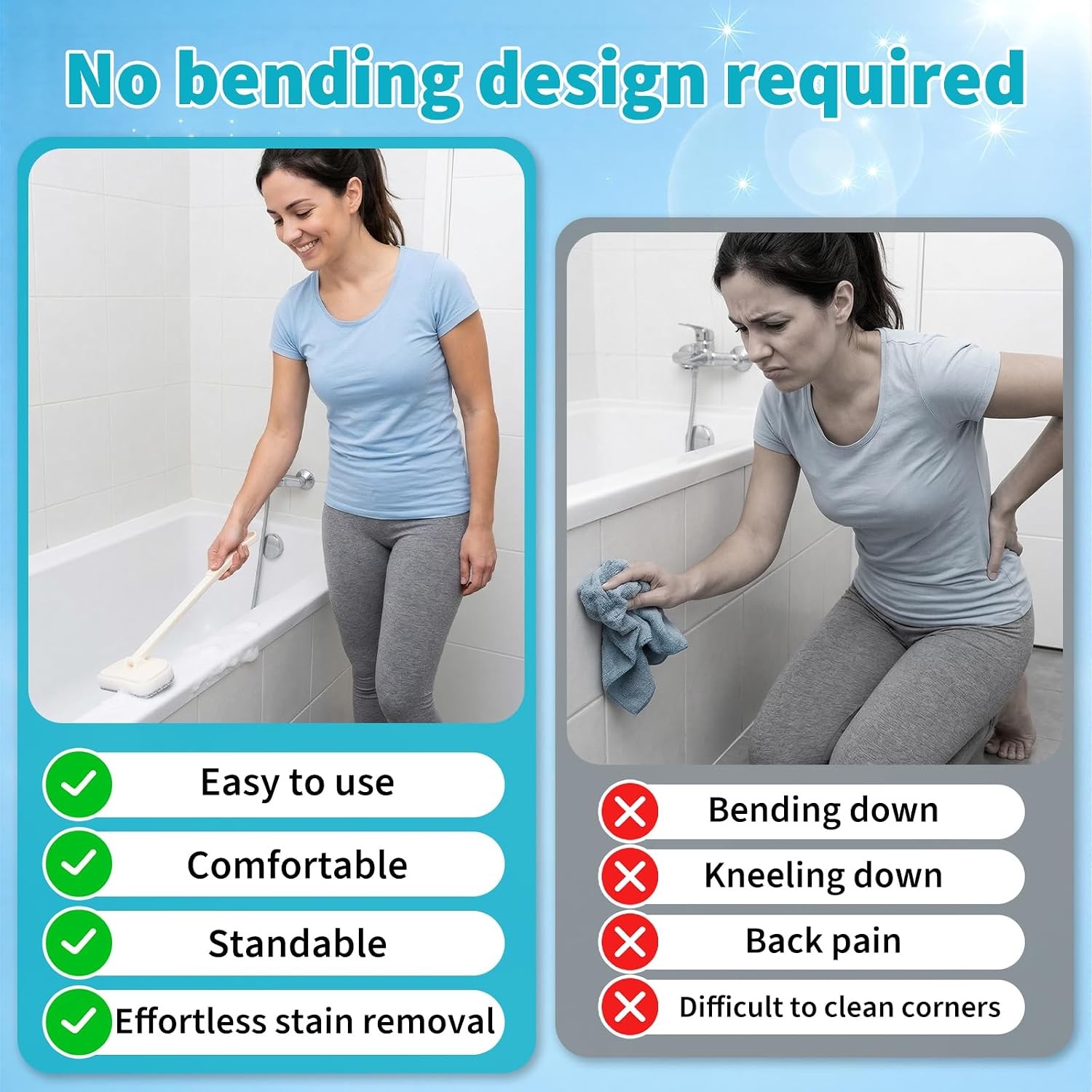 Long Handle Tub Scrubber Brush Durable Cleaning Brush Scrubber Tool Versatile