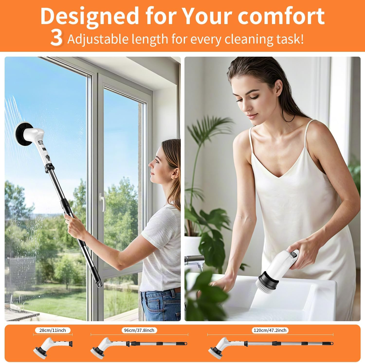 Electric Spin Scrubber for Cleaning Bathroom,Cordless Power Shower Scrubber – El