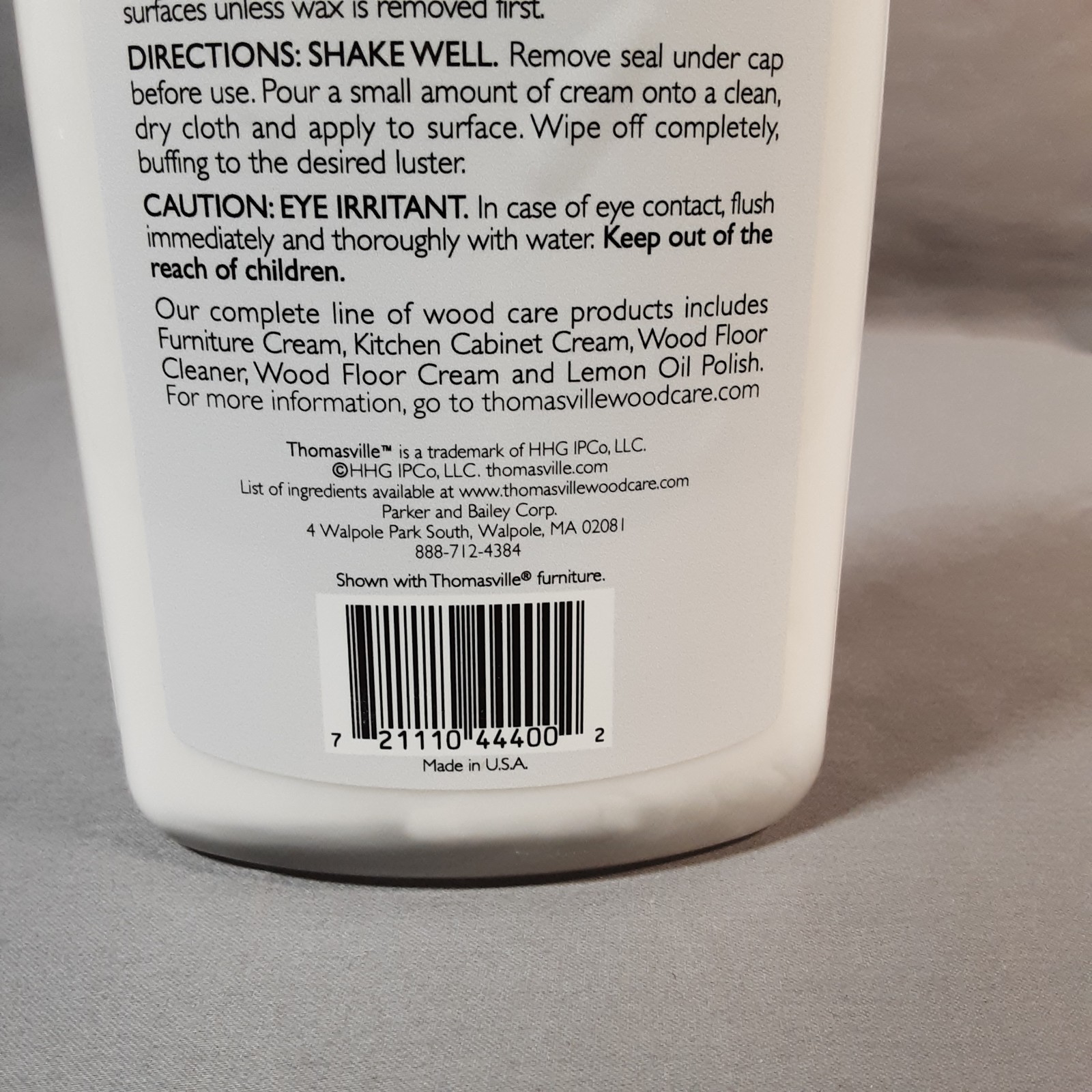 NEW Thomasville Furniture Cream Wood Polish Cleaner 16oz Cleans Protects No Wax