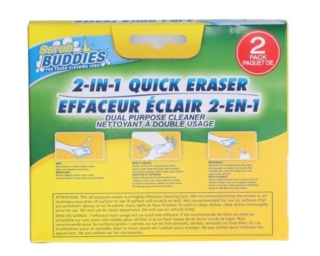 ( LOT 2 ) Scrub Buddies, 2 in 1 Quick Eraser Sponge & Eraser 2-pk/Box