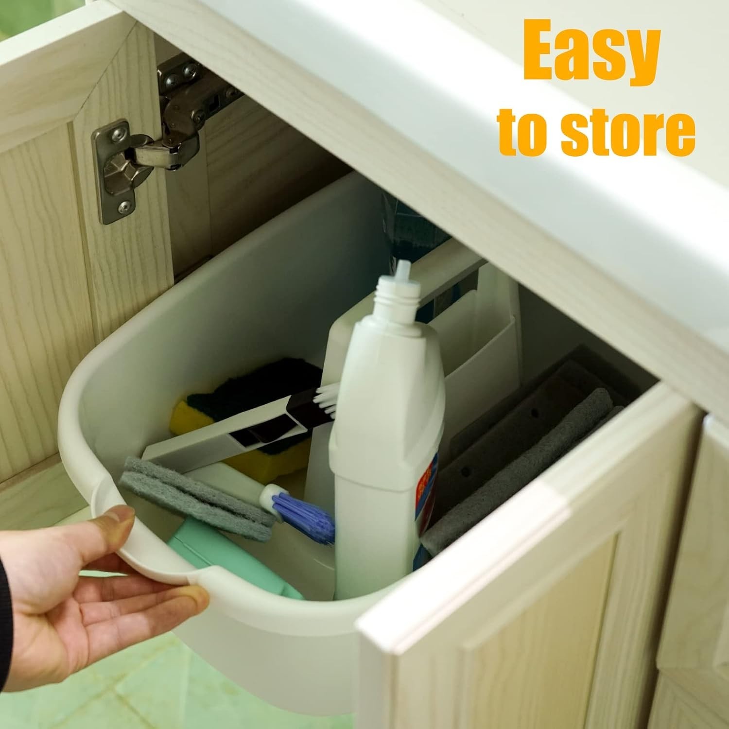 Spacious 2-Pack White Cleaning Supply Caddy with Handle for Home Organization