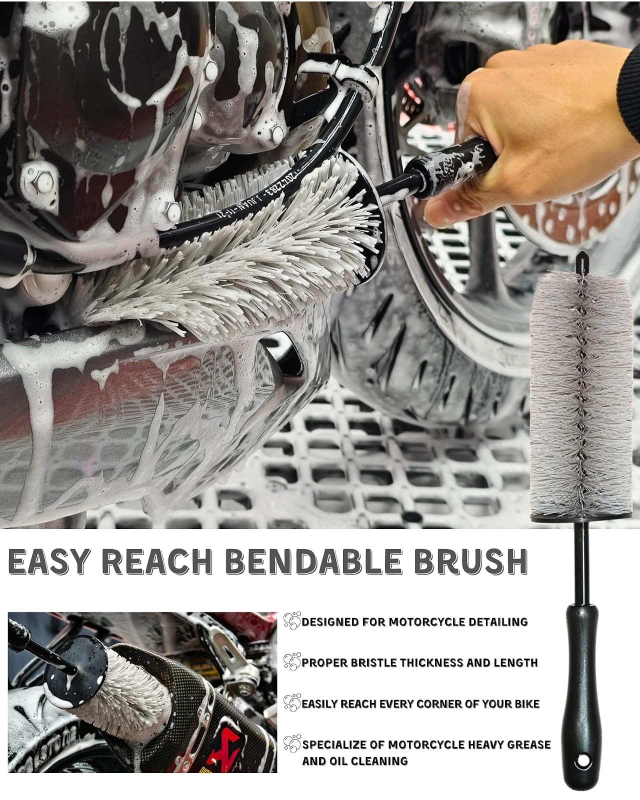 Motorcycle Cleaning Kit Professional Detailing Tools Brushes