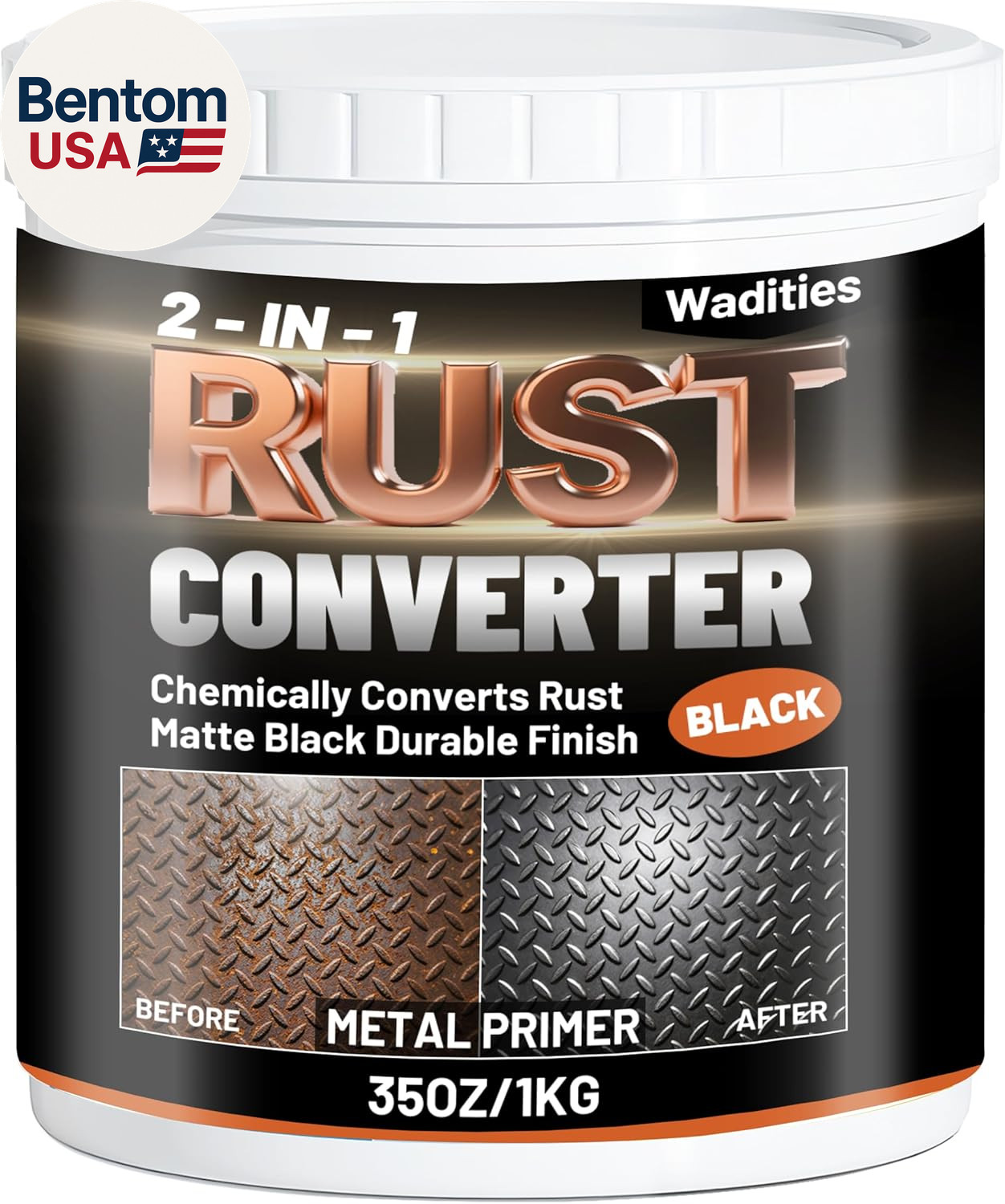 2-In-1 Rust Converter & Metal Primer, 35Oz Matte Black Rust Inhibitor Paint for