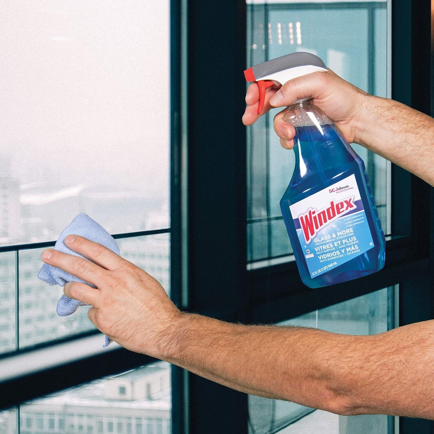 Windex Glass Cleaner, 128 Oz Bottle – Streak-Free, Recycled Material, Case of 4