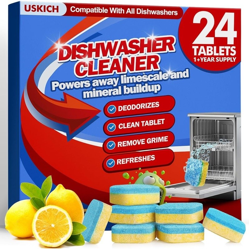 Heavy Duty Dishwasher Cleaner Pods Descaler 24 Count Deep Cleaning Solution New