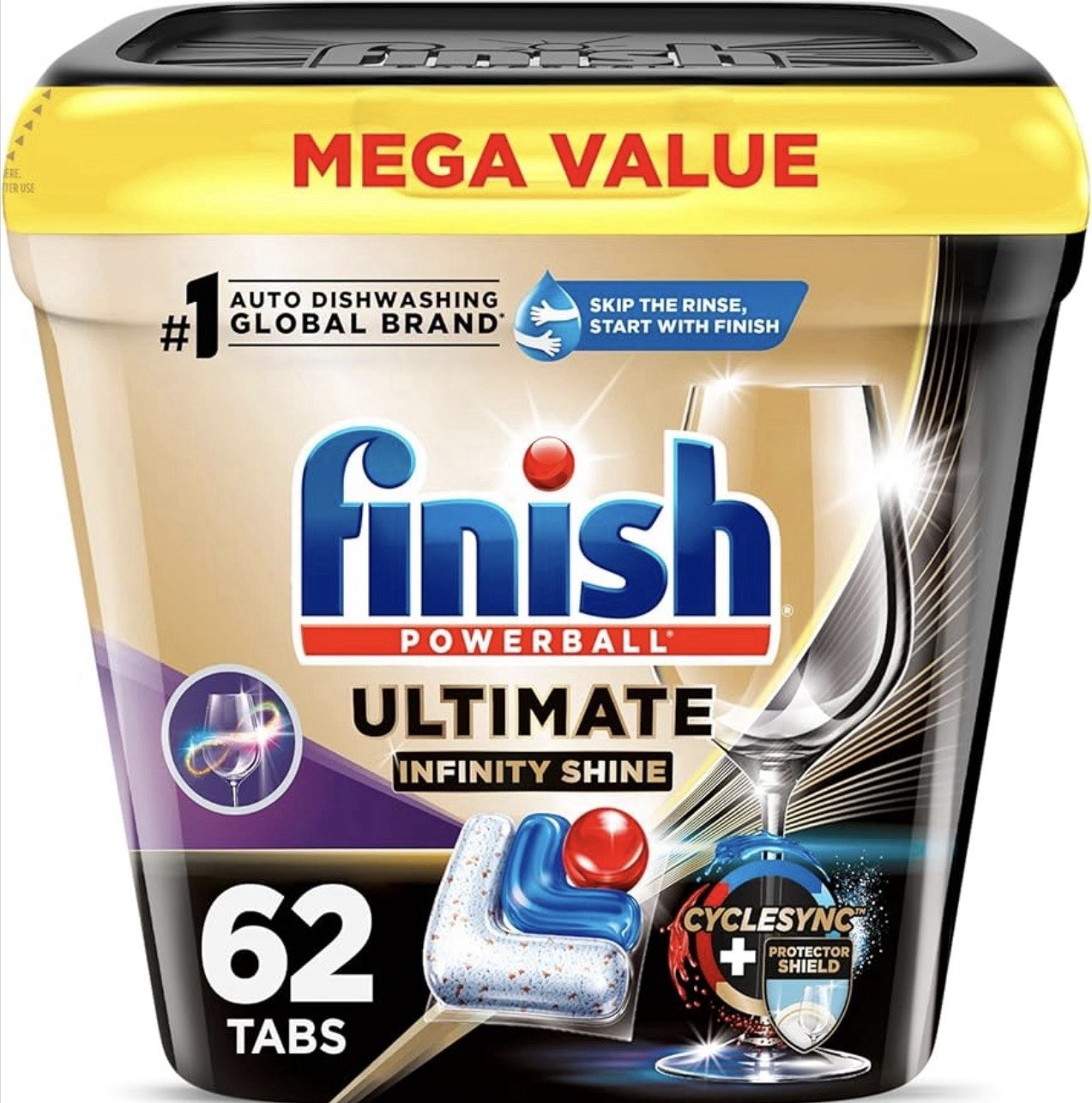Finish Ultimate Infinity Shine Dishwasher Pods, No Pre-Rinse Dishwasher Detergen