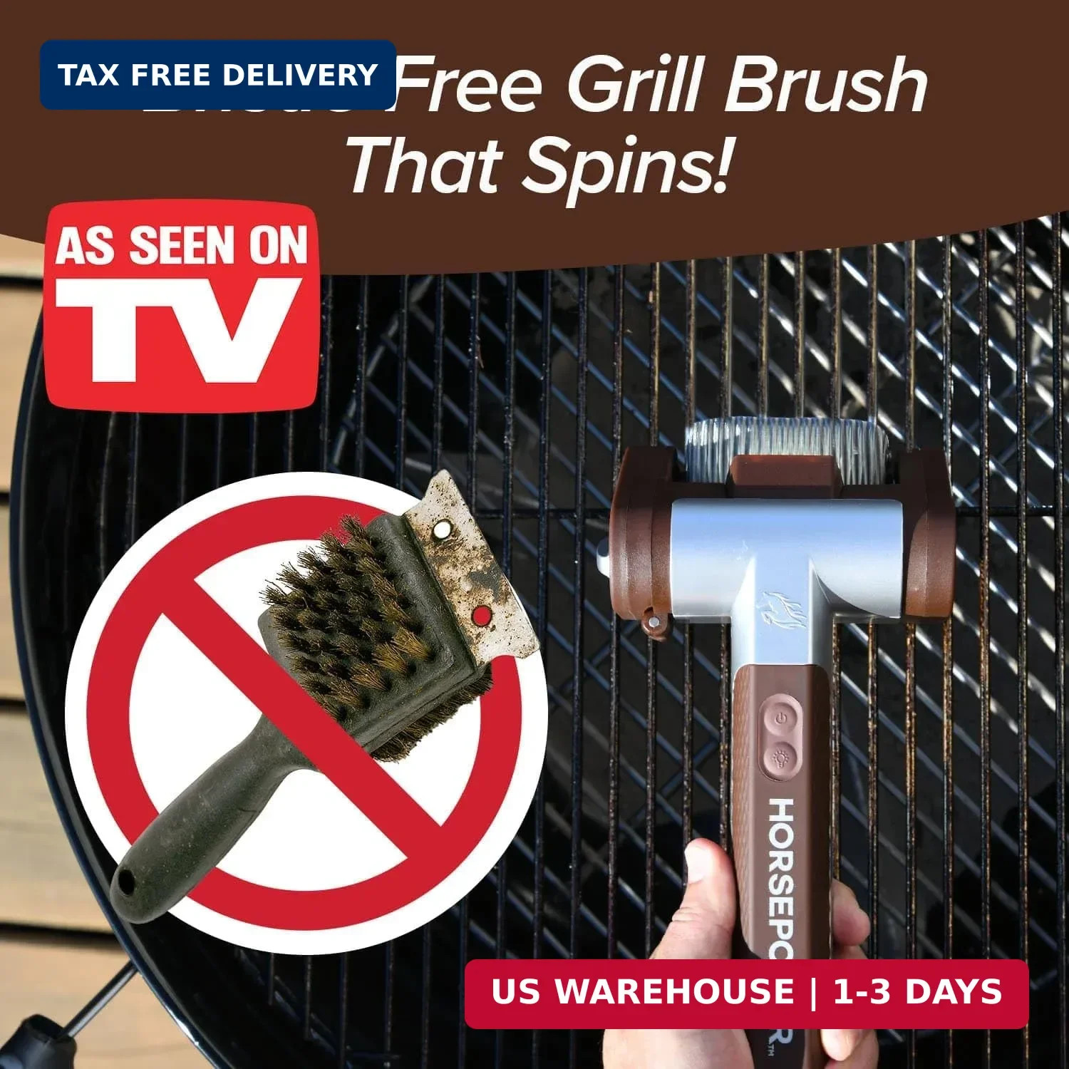 HorsePower Giddy Up Grill Cleaner AS SEEN ON TV BulbHead Cordless BBQ Brush