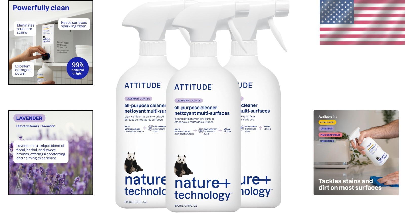 Natural Lavender All Purpose Cleaner, 94% Plant Ingredients