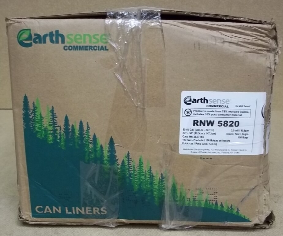 Earthsense Garbage Can Liners 55-60gal Box of 100 RNW 5820 * Plastic