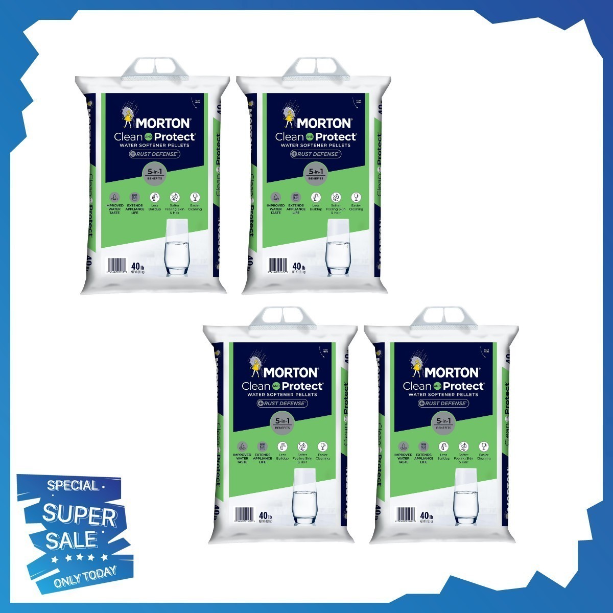 (4 pack) Morton® Clean and Protect Plus Rust Defense Water Softener Salt Pellets